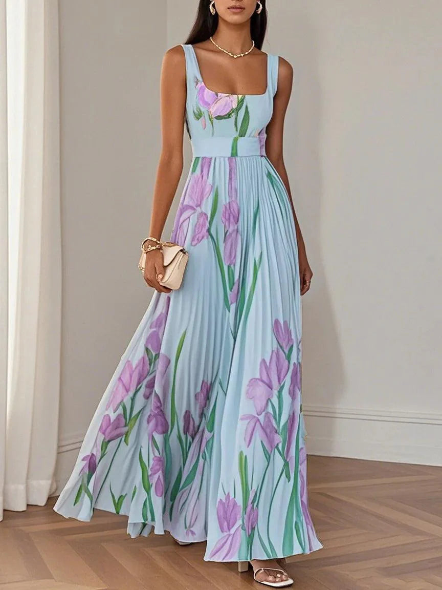 Ella | Floral Pleated Maxi Dress
