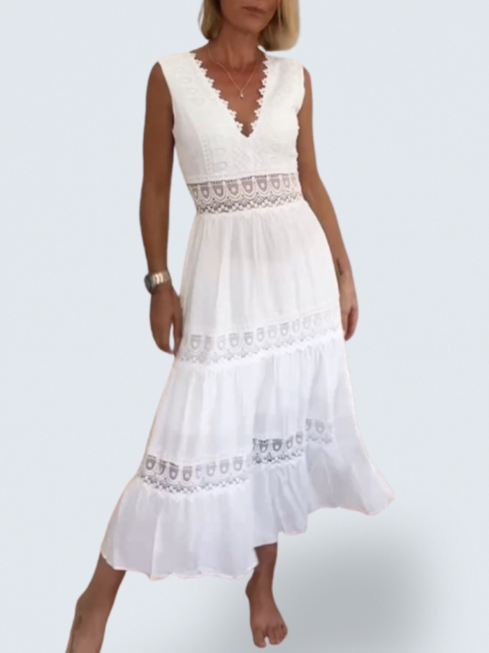 Charlotte | Handcrafted Lace Dress with V-Neckline