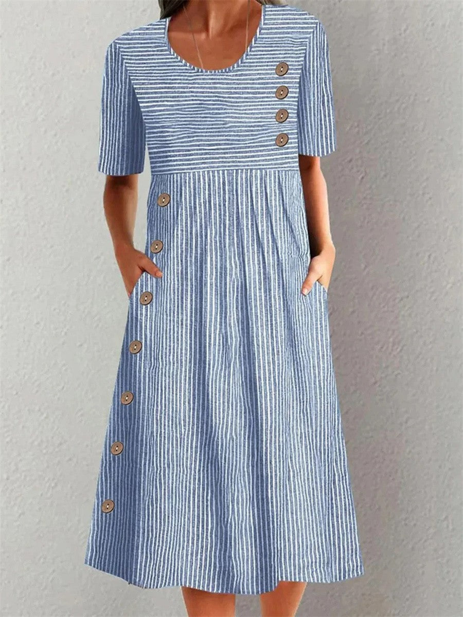 Aubrey | Elegant Striped Summer Midi Dress