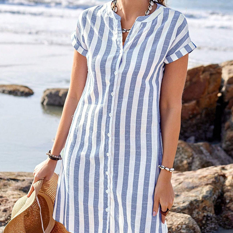 Martine | Elegant Striped Shirt Dress