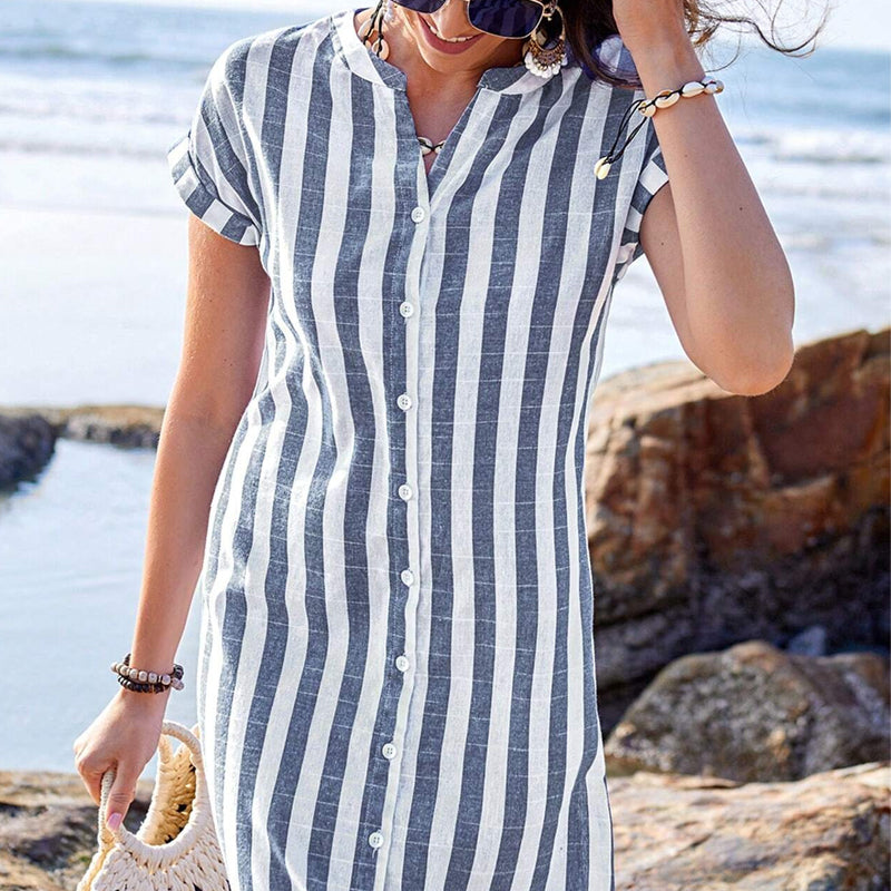 Martine | Elegant Striped Shirt Dress