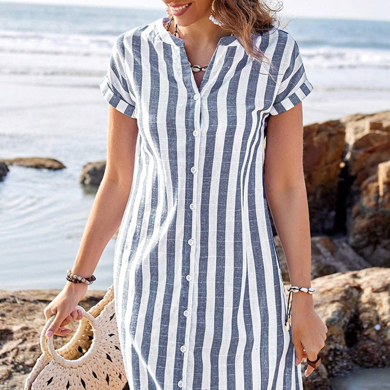 Martine | Elegant Striped Shirt Dress