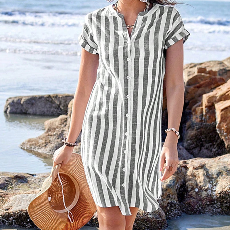 Martine | Elegant Striped Shirt Dress