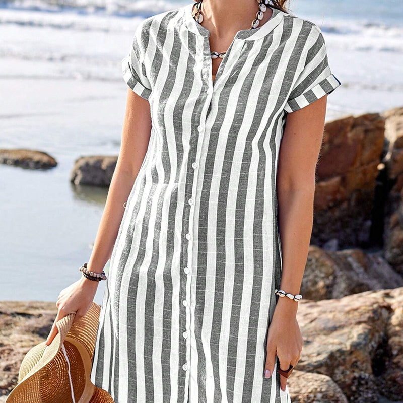Martine | Elegant Striped Shirt Dress