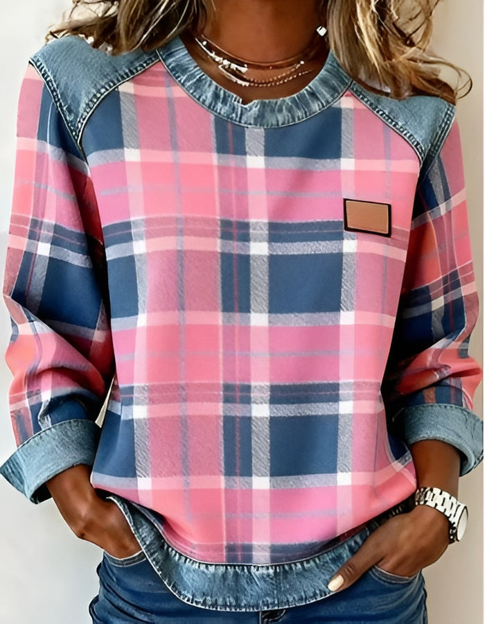 Avery | Plaid Denim Sweater